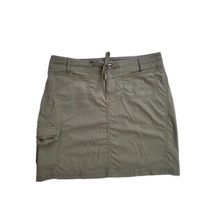 REI Womens Athletic Skirt sz 2 Green Nylon Stretch Pockets Draw String Outdoor